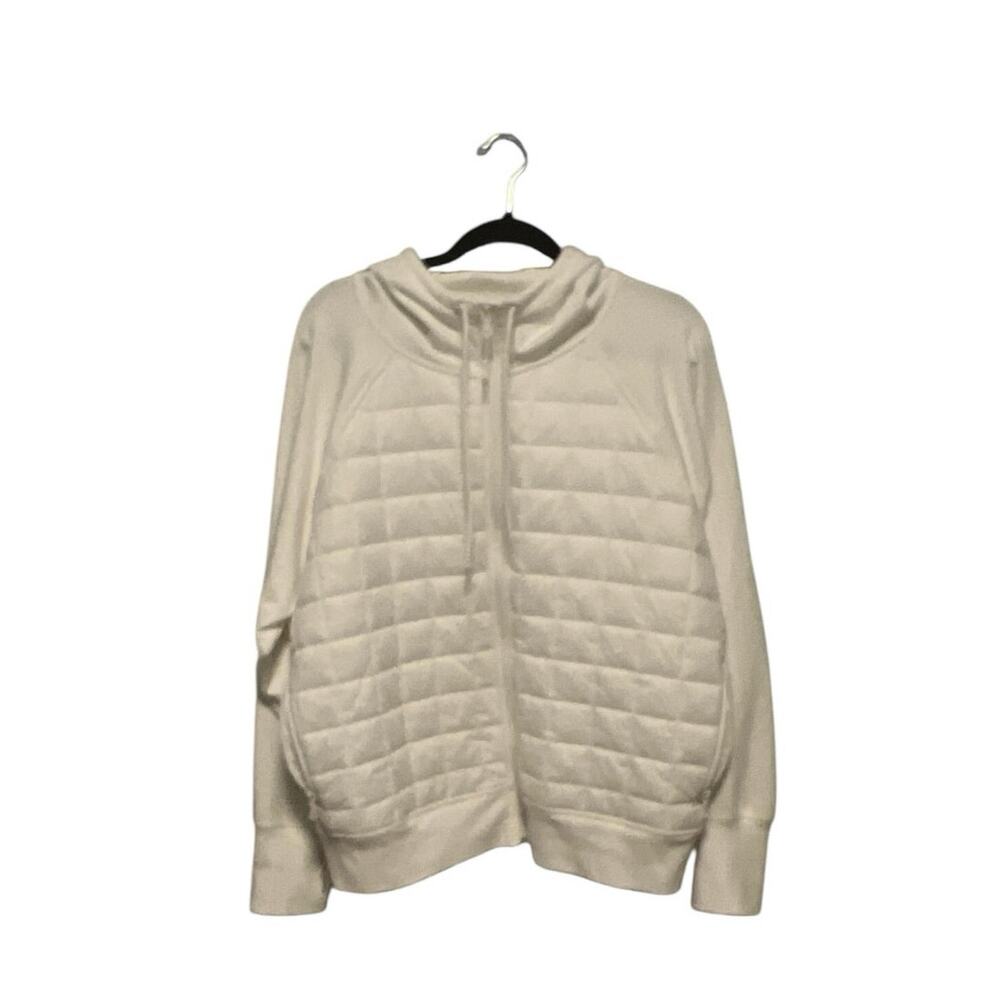 Old Navy Active Puffer Zipper Hoodie Sweatshirt Coat White Size XXL
